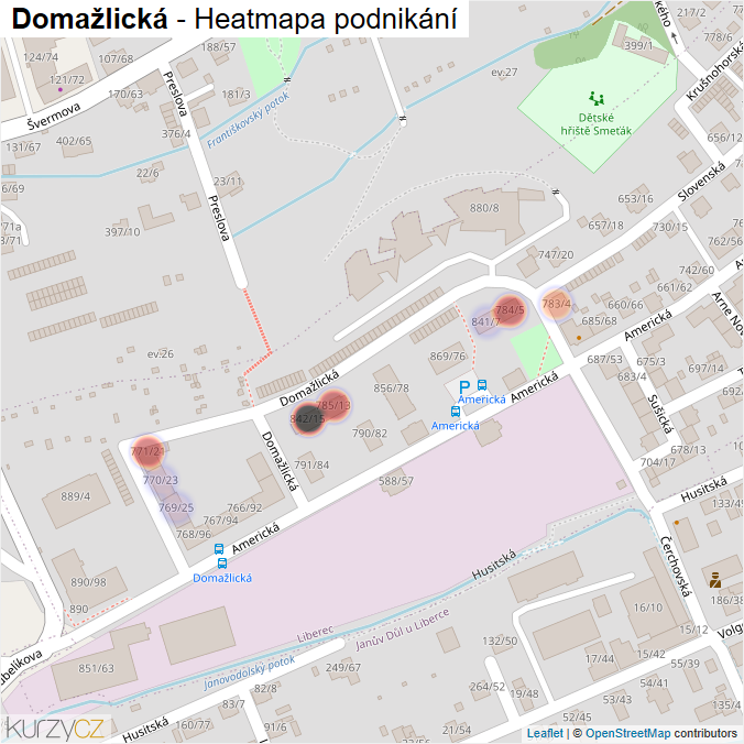 Mapa Domažlická - Firmy v ulici.