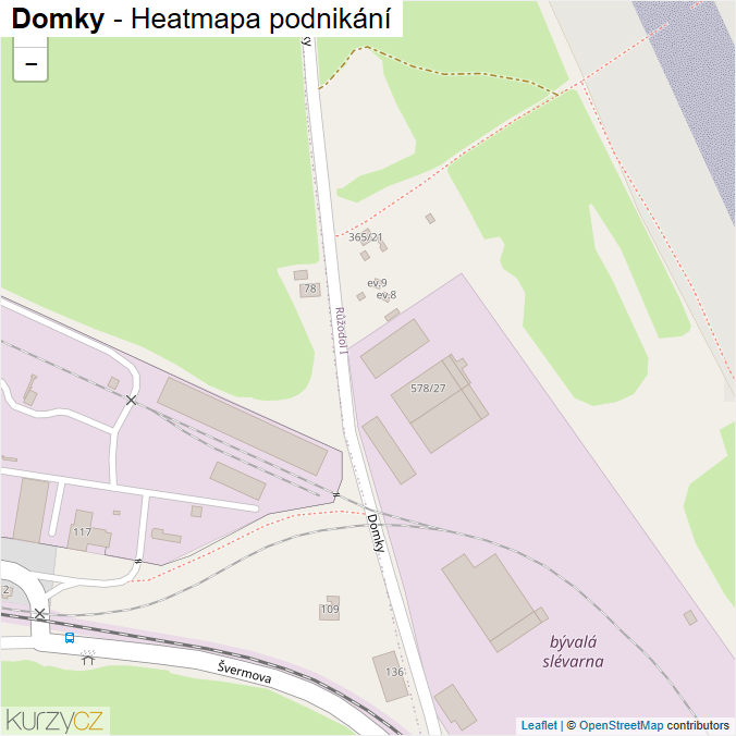 Mapa Domky - Firmy v ulici.