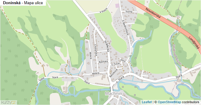 Donínská - mapa ulice