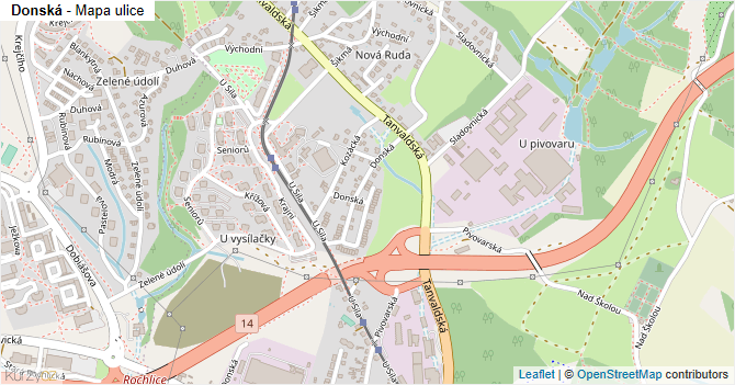 Donská - mapa ulice