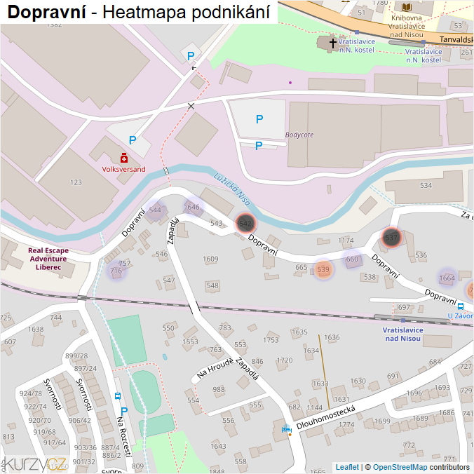 Mapa Dopravní - Firmy v ulici.