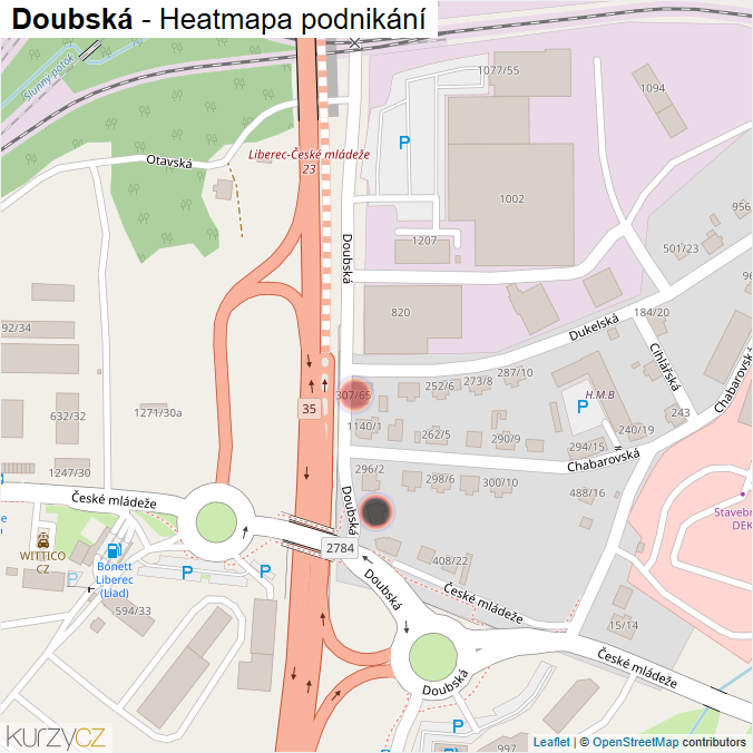 Mapa Doubská - Firmy v ulici.