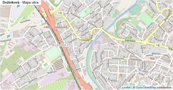 Dožínková - mapa ulice