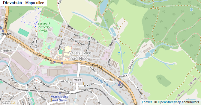 Dřevařská - mapa ulice