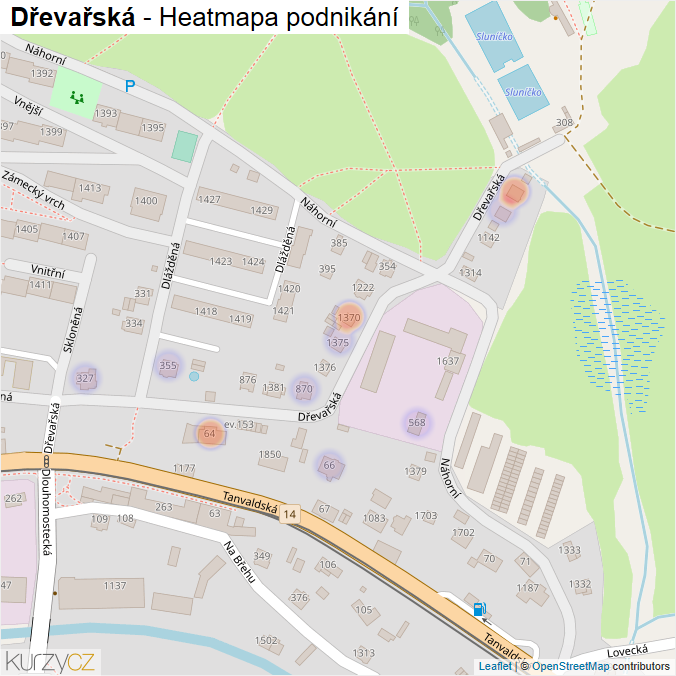 Mapa Dřevařská - Firmy v ulici.