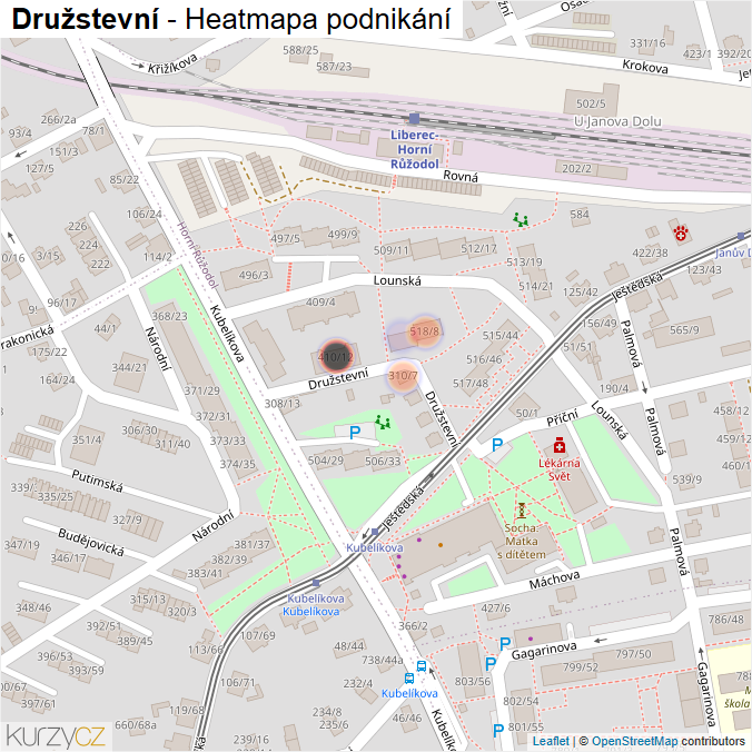 Mapa Družstevní - Firmy v ulici.
