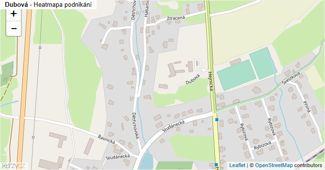 Dubová - mapa podnikání