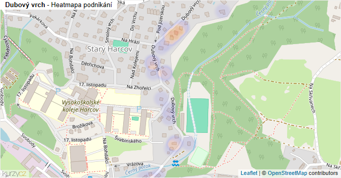 Dubový vrch - mapa podnikání