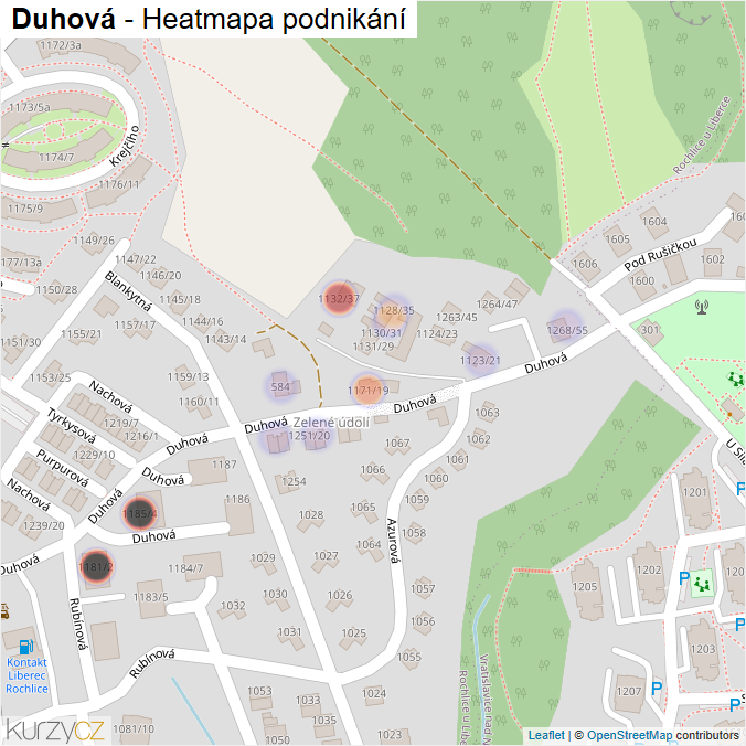 Mapa Duhová - Firmy v ulici.