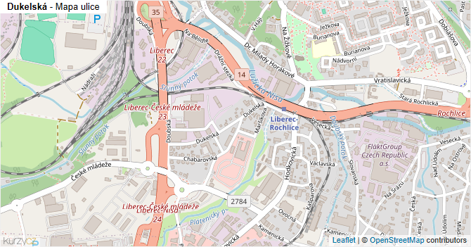 Dukelská - mapa ulice