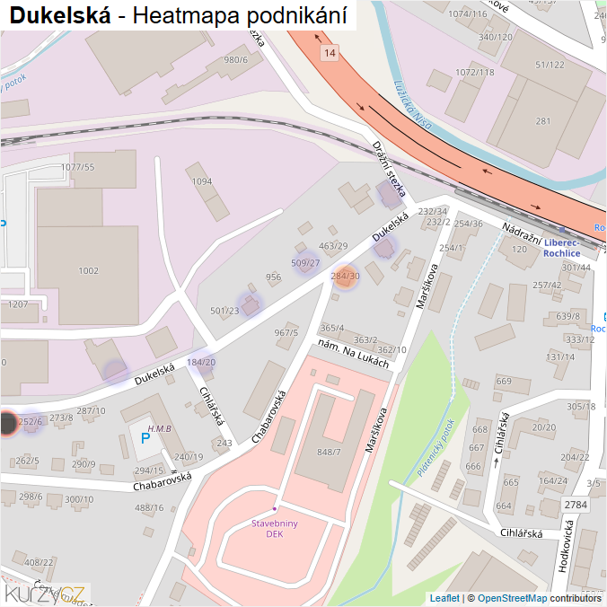 Mapa Dukelská - Firmy v ulici.