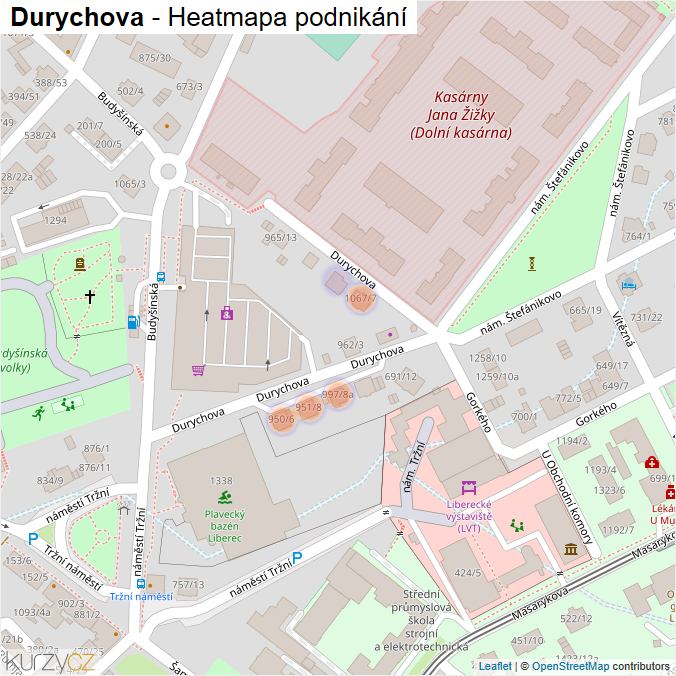Mapa Durychova - Firmy v ulici.