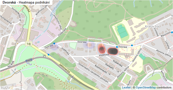 Dvorská - mapa podnikání