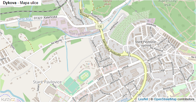 Dykova - mapa ulice