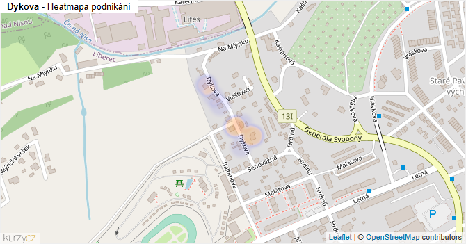 Dykova - mapa podnikání