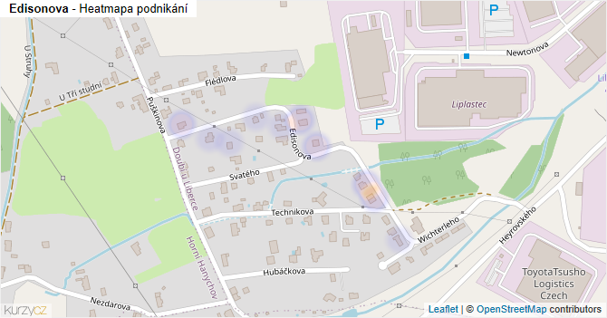 Edisonova - mapa podnikání