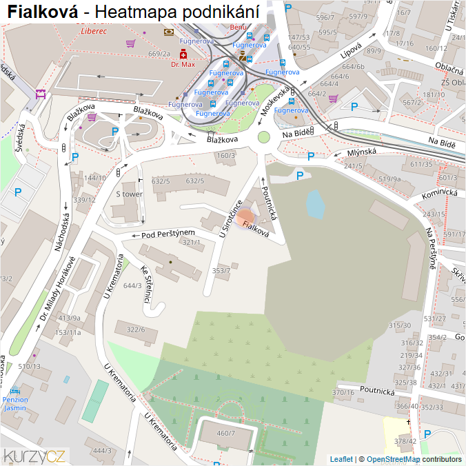 Mapa Fialková - Firmy v ulici.
