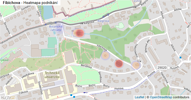 Fibichova - mapa podnikání