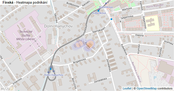 Finská - mapa podnikání