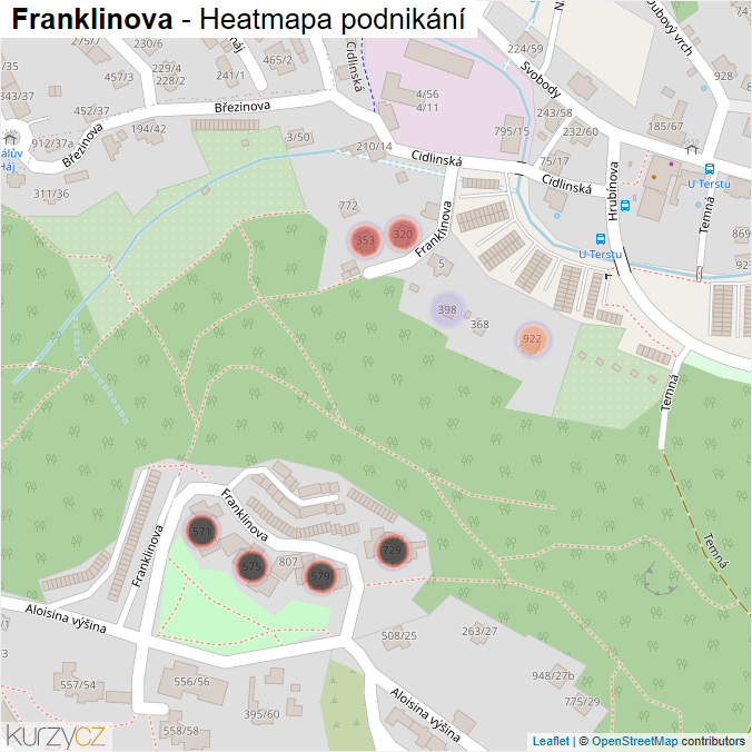 Mapa Franklinova - Firmy v ulici.