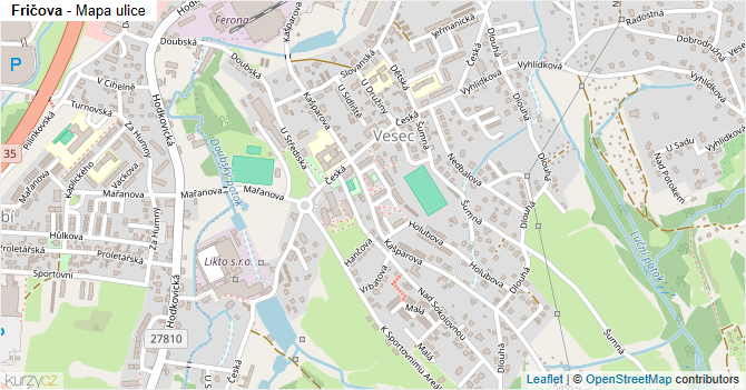 Fričova - mapa ulice
