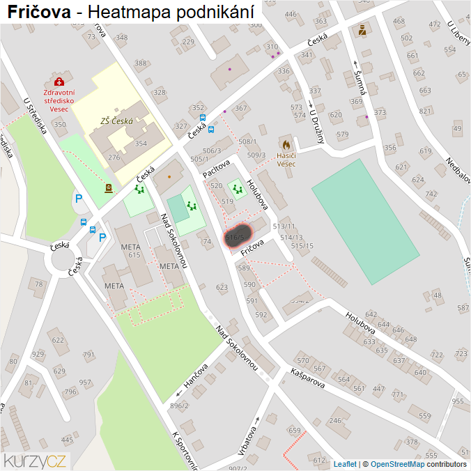 Mapa Fričova - Firmy v ulici.