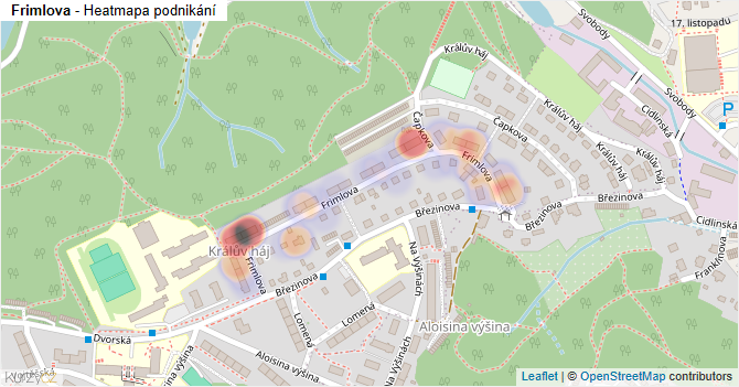 Frimlova - mapa podnikání