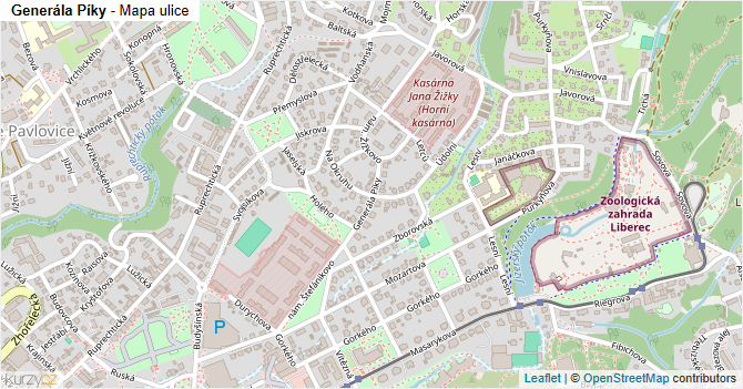 Generála Píky - mapa ulice