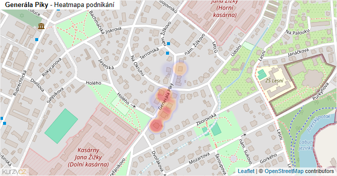 Generála Píky - mapa podnikání