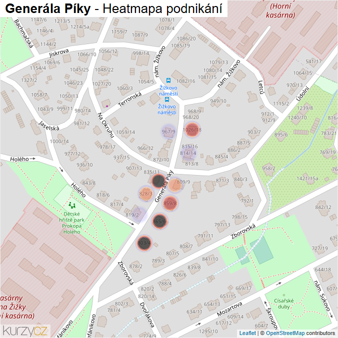 Mapa Generála Píky - Firmy v ulici.