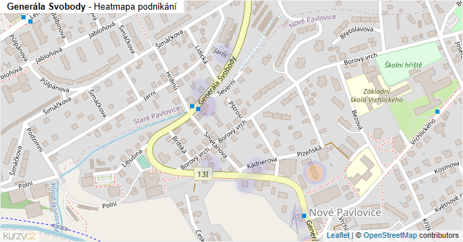 Generála Svobody - mapa podnikání