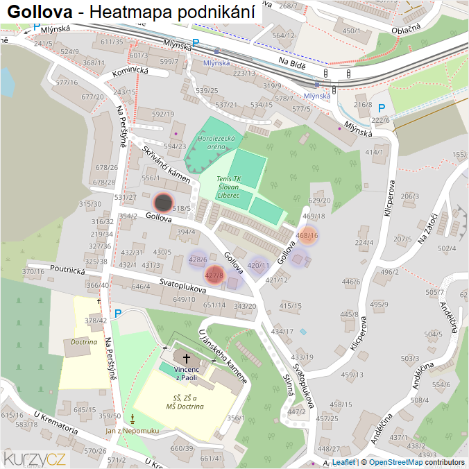 Mapa Gollova - Firmy v ulici.