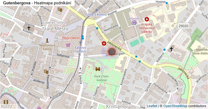 Gutenbergova - mapa podnikání