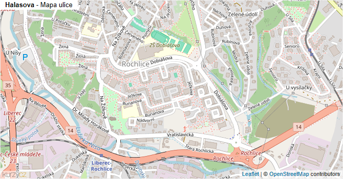 Halasova - mapa ulice