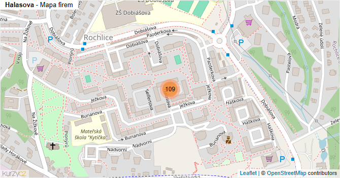 Halasova - mapa firem