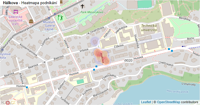 Hálkova - mapa podnikání