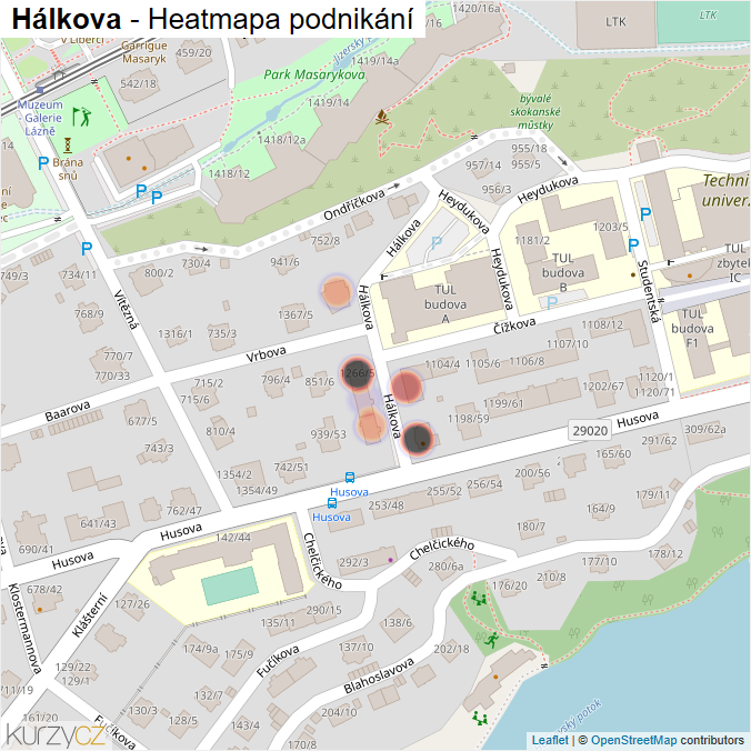 Mapa Hálkova - Firmy v ulici.