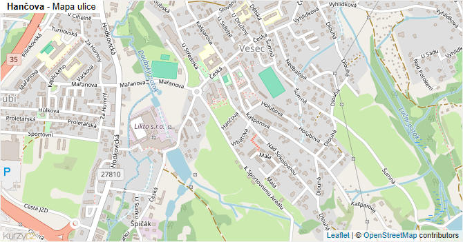 Hančova - mapa ulice