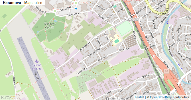 Harantova - mapa ulice