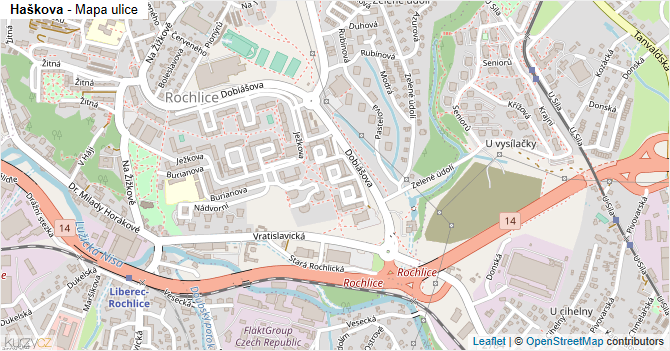 Haškova - mapa ulice