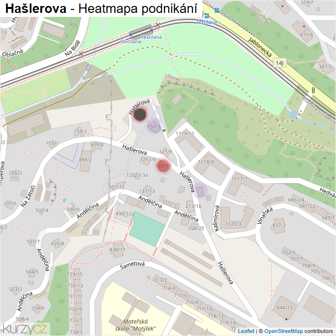 Mapa Hašlerova - Firmy v ulici.