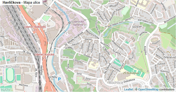 Havlíčkova - mapa ulice