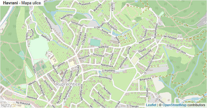 Havraní - mapa ulice
