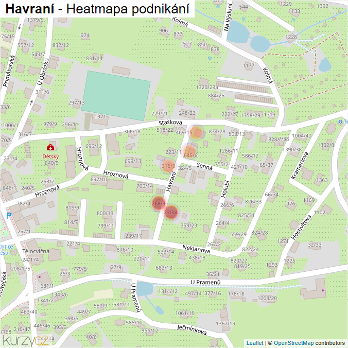 Mapa Havraní - Firmy v ulici.