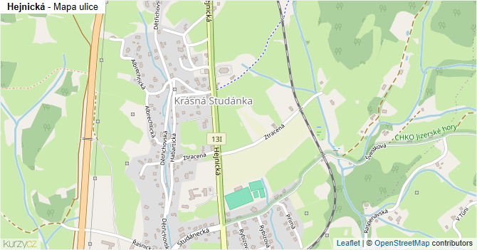 Hejnická - mapa ulice