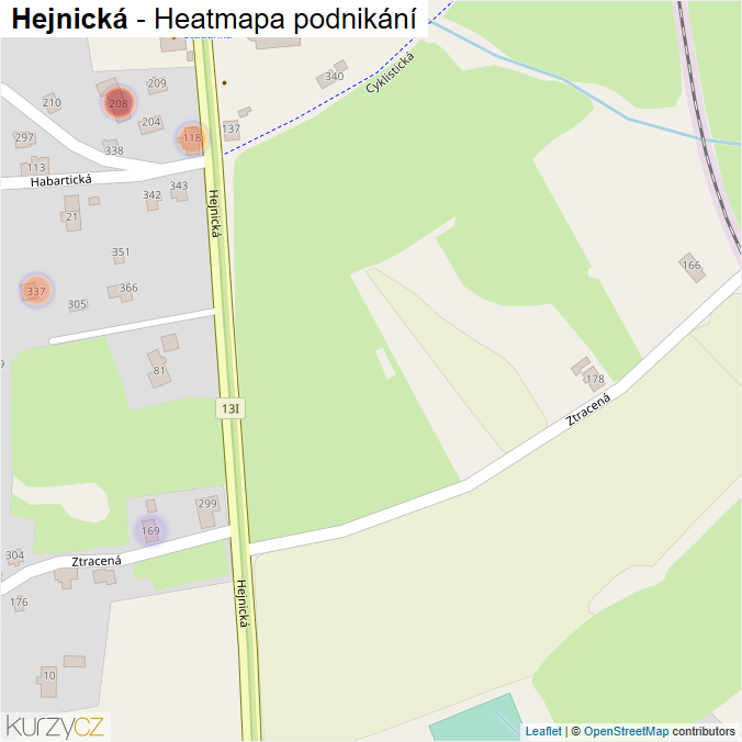 Mapa Hejnická - Firmy v ulici.