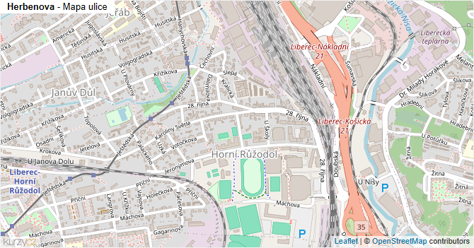 Herbenova - mapa ulice