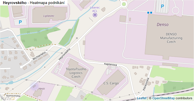 Heyrovského - mapa podnikání