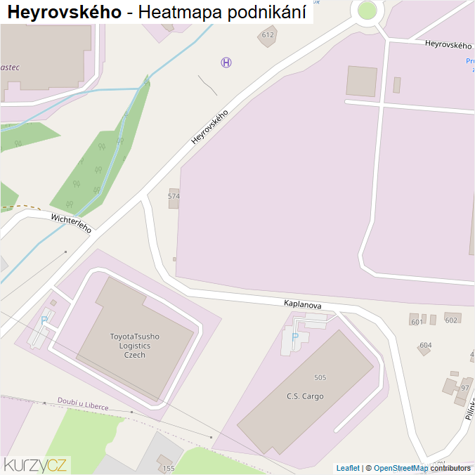 Mapa Heyrovského - Firmy v ulici.