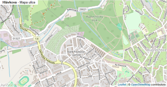 Hlávkova - mapa ulice